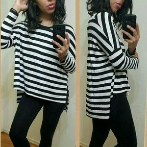Black and Ivory Dolman sleeve top